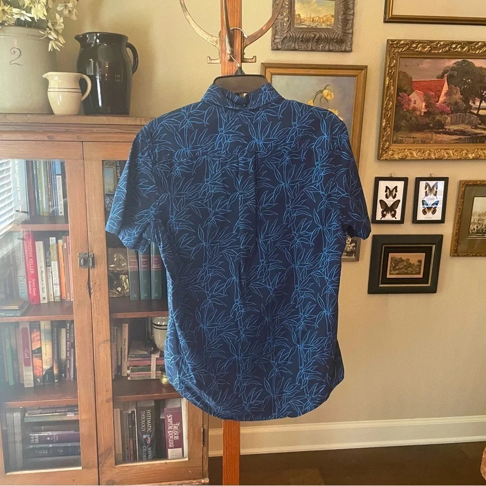 Tommy Hilfiger men’s shirt sleeve button down summer shirt SZ S blue bamboo - Picture 6 of 9